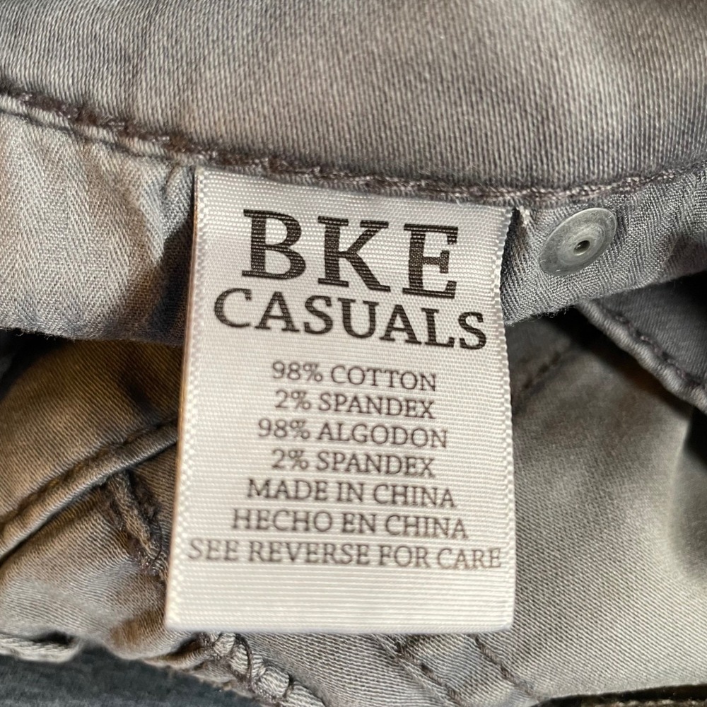 BKE Casuals Jake Straight Gray Chino Pants Mens 30L Stretch Cotton Five Pocket - Picture 6 of 9
